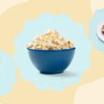 Smoothie, popcorn, apples and peanut butter