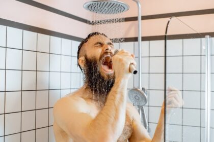 Person with diabetes showering
