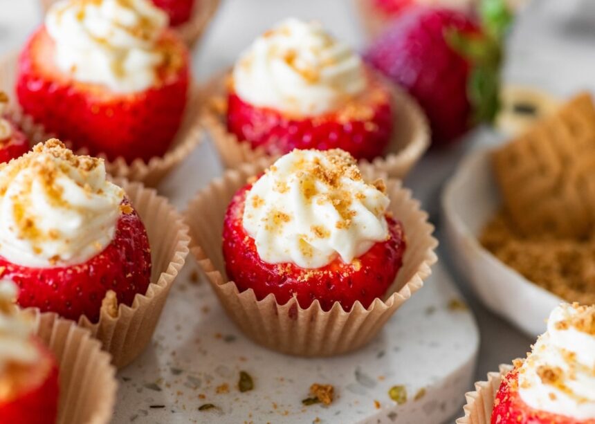 High-Protein Cheesecake Stuffed Strawberries