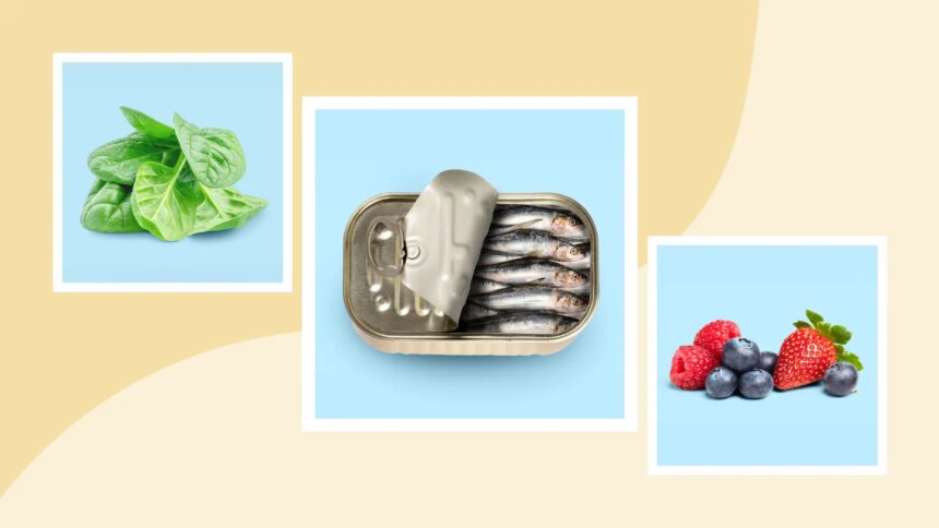 Spinach, sardines, berries