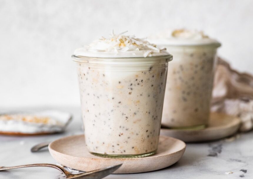 High-Protein Coconut Cream Pie Overnight Oats