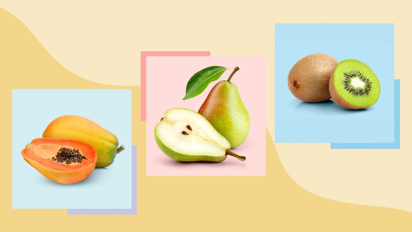 Papaya, pears, kiwi